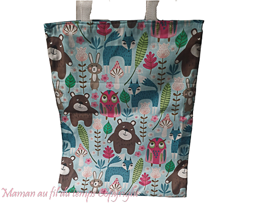 Tote bag bibliothèque Animaux - Maman au fil du temps